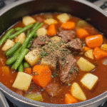 Homemade Beef Stew Seasoning Recipe 4 7-spice homemade beef stew seasoning with fresh herbs and a wooden spoon