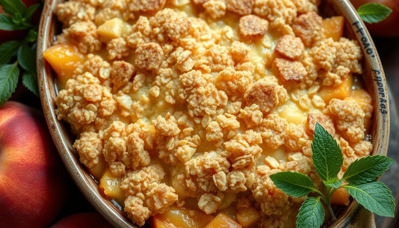 peach cobbler crumble topping