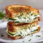 Crispy Zucchini Grilled Cheese with Garlic Butter 10 Crispy zucchini grilled cheese sandwich with garlic butter and melted cheese