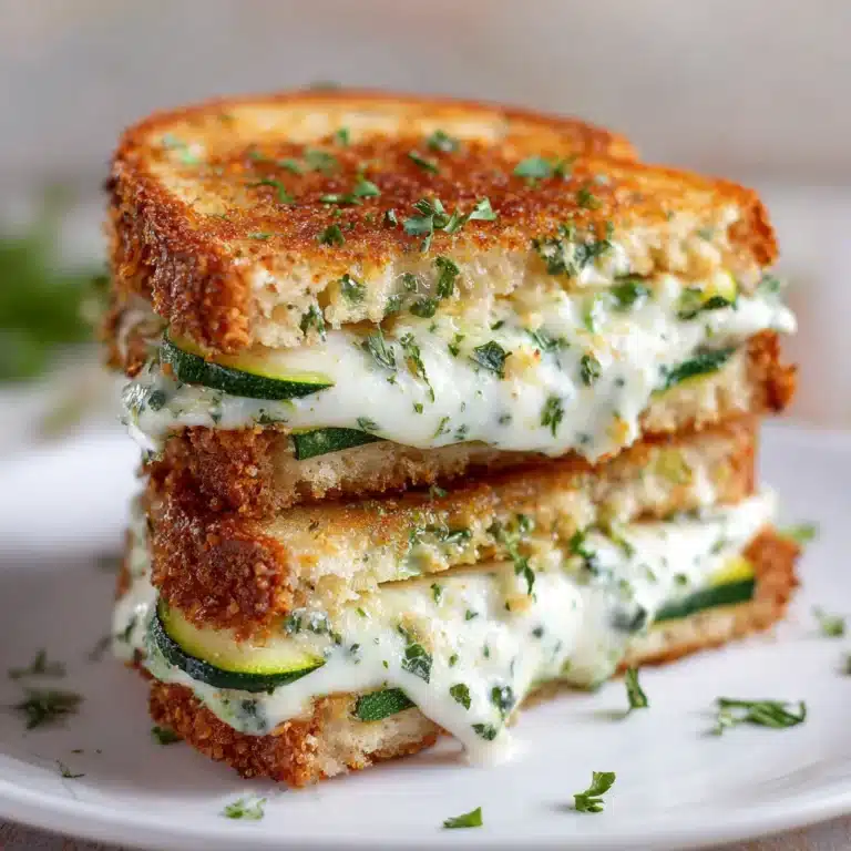 Crispy zucchini grilled cheese sandwich with garlic butter and melted cheese