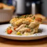 Delicious Crock Pot Chicken Pot Pie Comforting OnePot Meal 10 Crock Pot chicken pot pie served in a bowl with biscuit topping