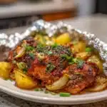 Delightful Teriyaki Chicken and Pineapple Foil Packets 8 Teriyaki chicken and pineapple foil packets garnished with green onions