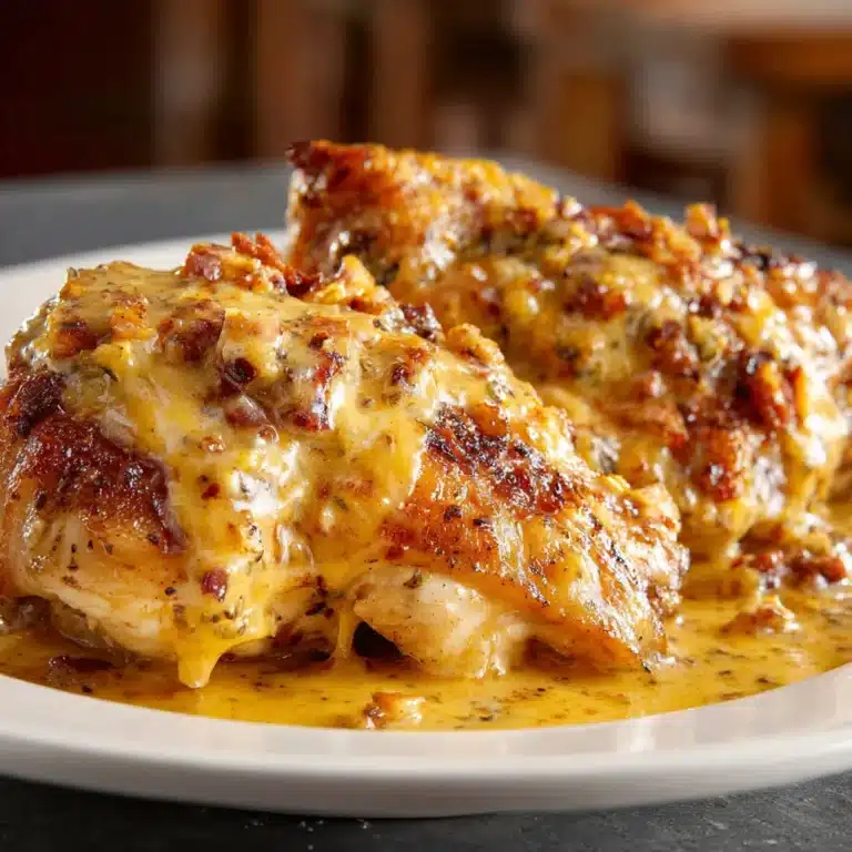 Juicy Texas Roadhouse-style smothered chicken with melted cheese and onions