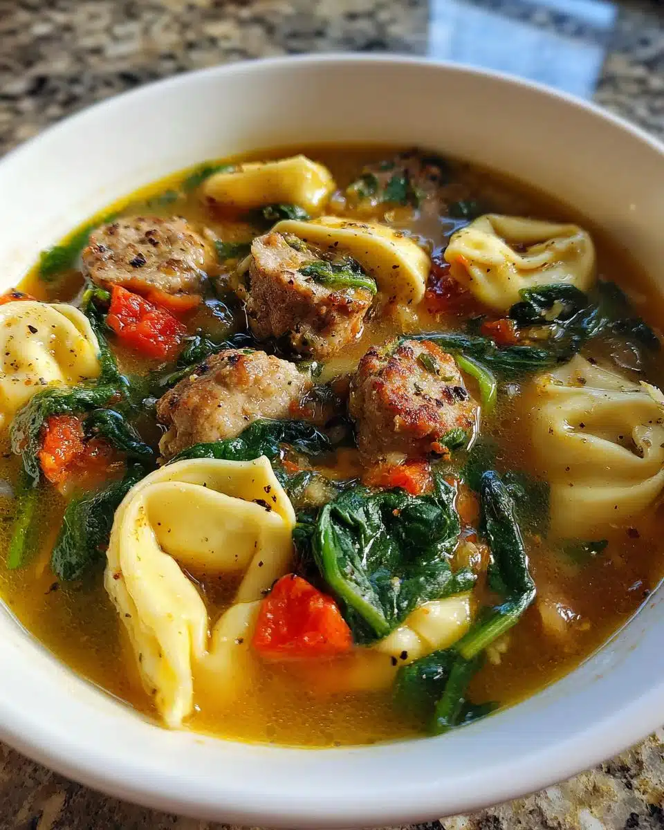 Autumn Soup - Sausage Tortellini Soup with Spinach