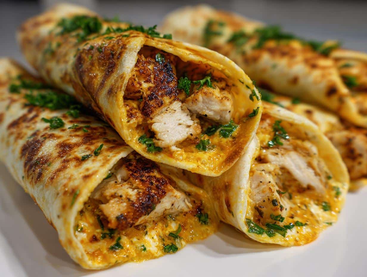 Cheesy Garlic Chicken Wraps