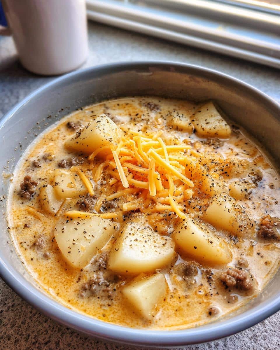 Cheesy Hamburger Potato Soup - detail 4