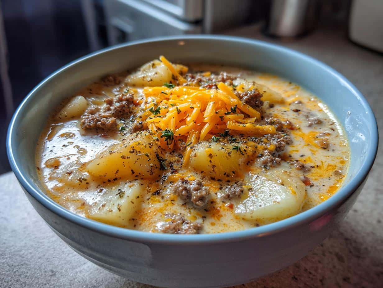 Cheesy Hamburger Potato Soup