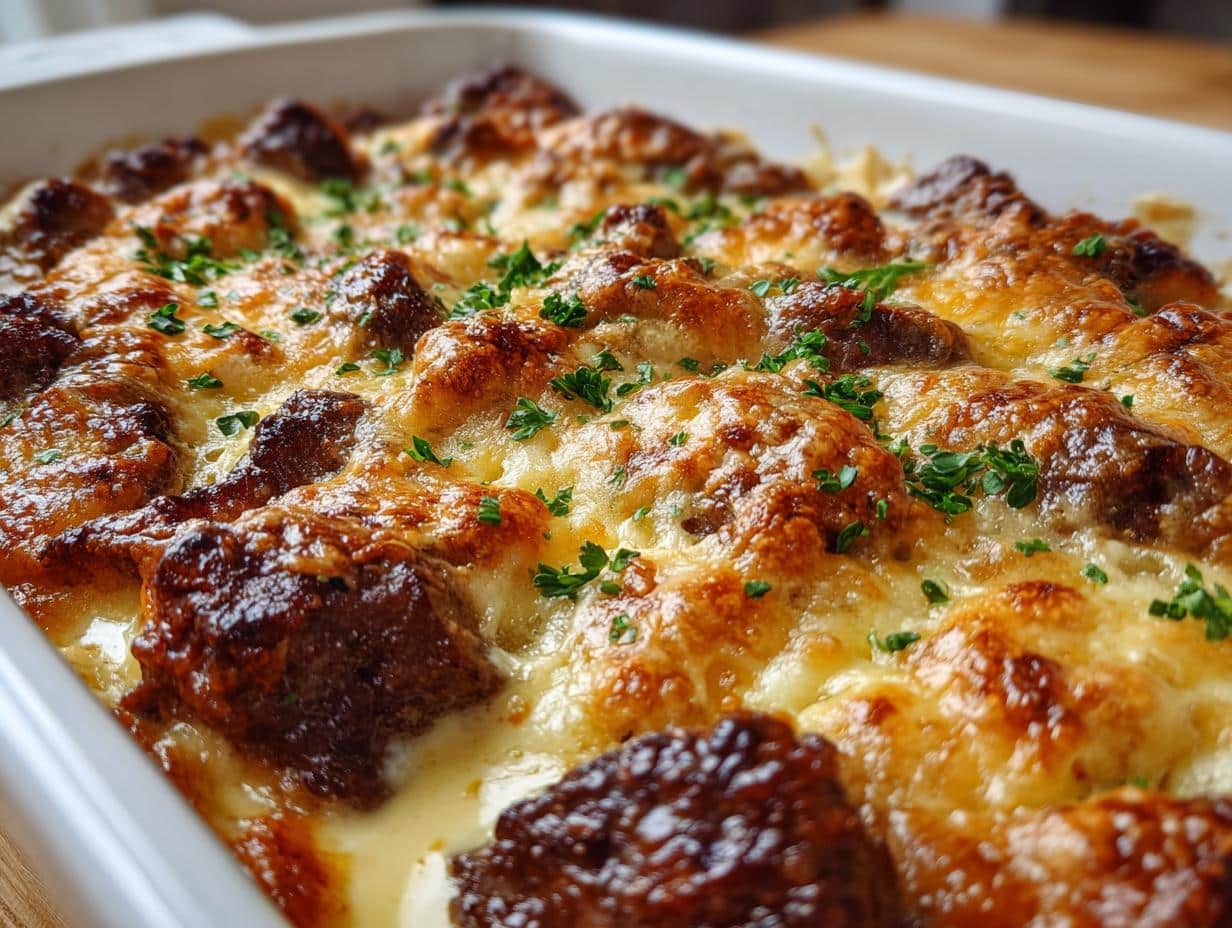 Cheesy Keto Steak Casserole Delight