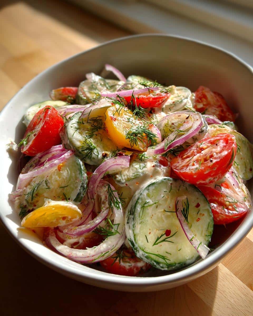 Creamy Cucumber Tomato Salad