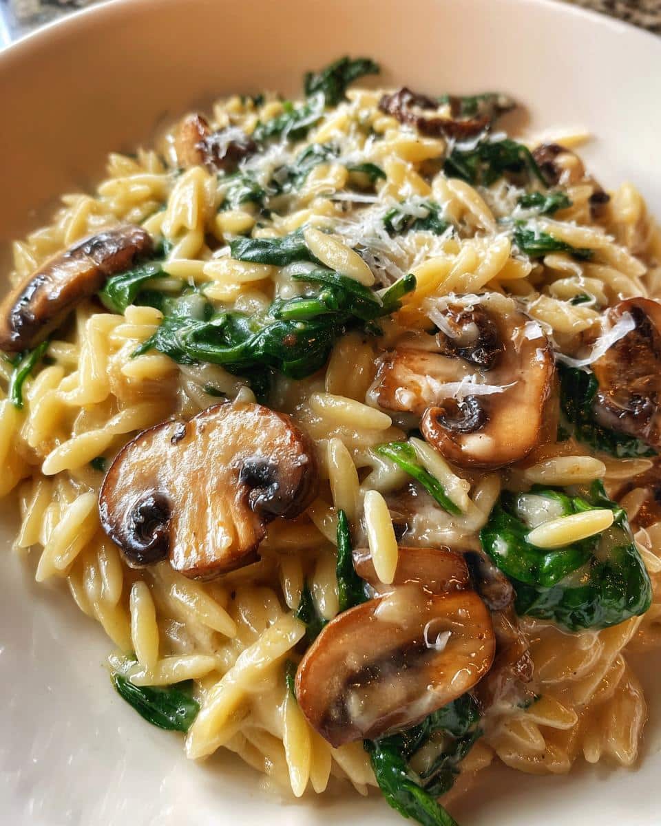 Easy Orzo Pasta with Mushrooms and Spinach - detail 1