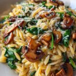 Easy Orzo Pasta with Mushrooms and Spinach
