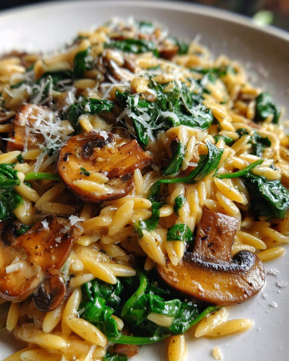 Easy Orzo Pasta with Mushrooms and Spinach - detail 2