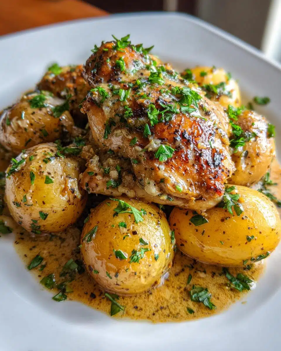 Garlic Parmesan Crockpot Chicken and Potatoes