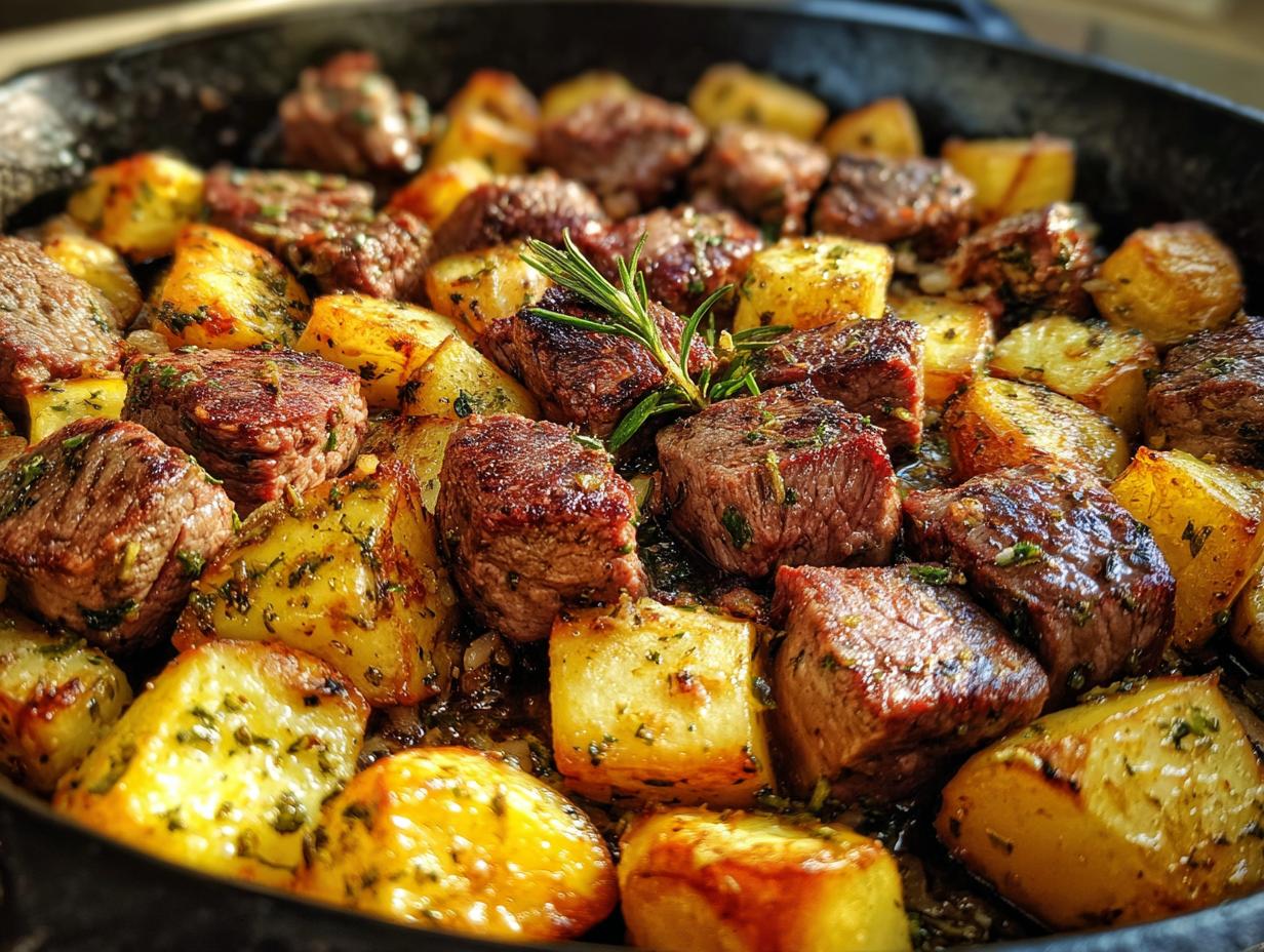 Garlic Steak Bites and Potatoes