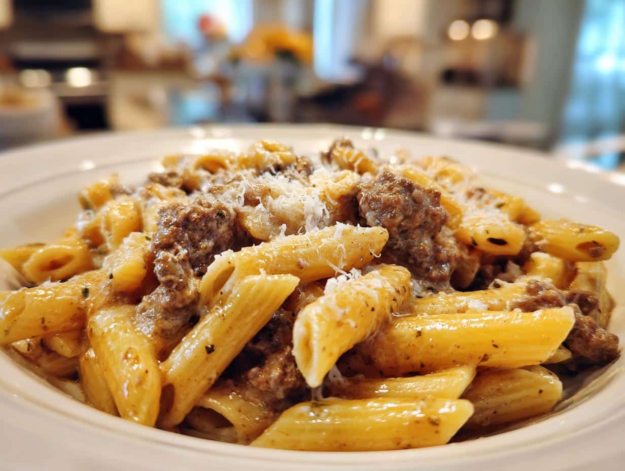 High Protein Creamy Beef Pasta