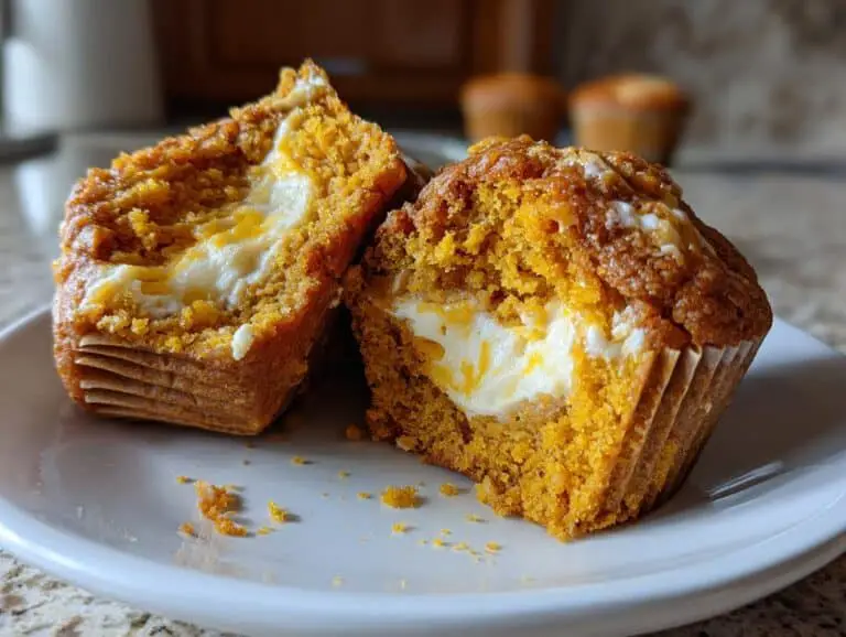 Pumpkin Muffins with Creamy Cheese Swirl