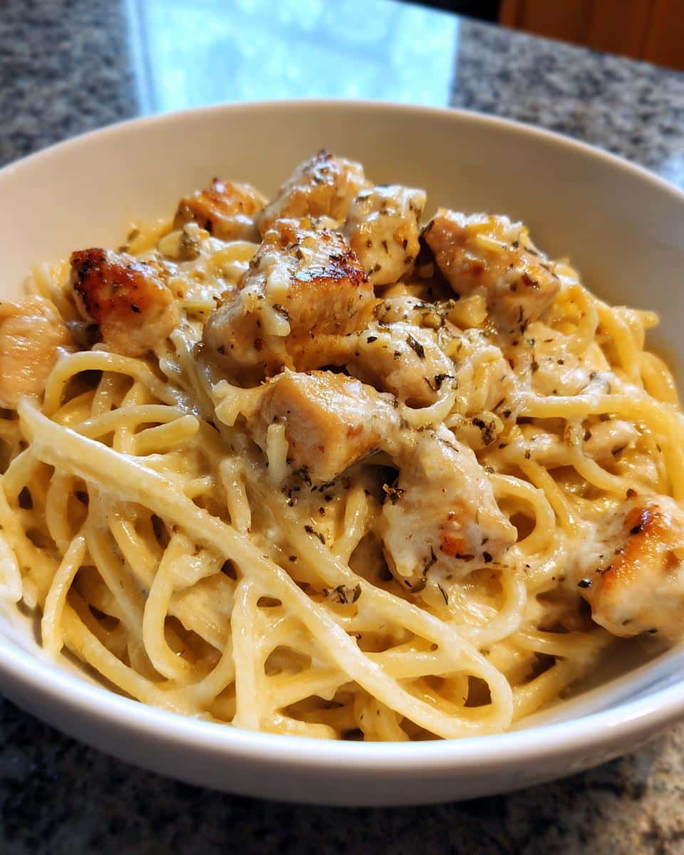 creamy garlic parmesan chicken pasta - detail 2