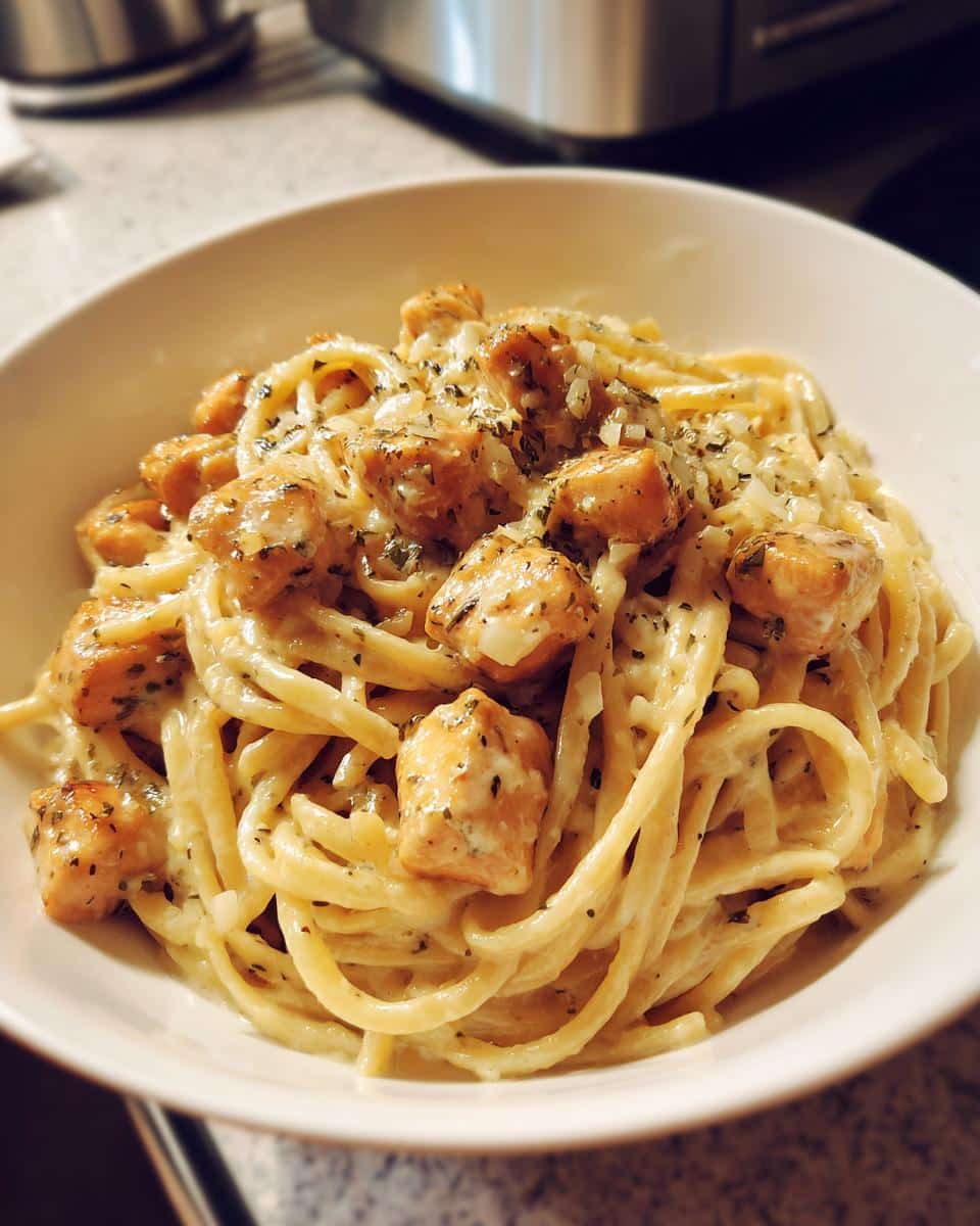 creamy garlic parmesan chicken pasta - detail 3