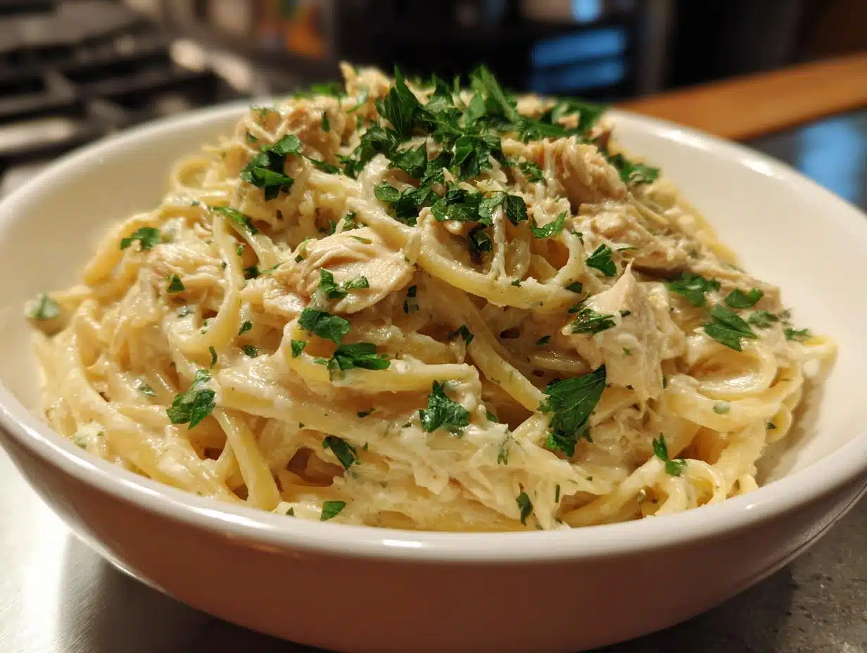 crockpot garlic parmesan chicken pasta