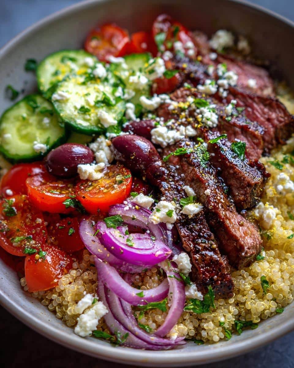 healthy Mediterranean steak bowl - detail 2