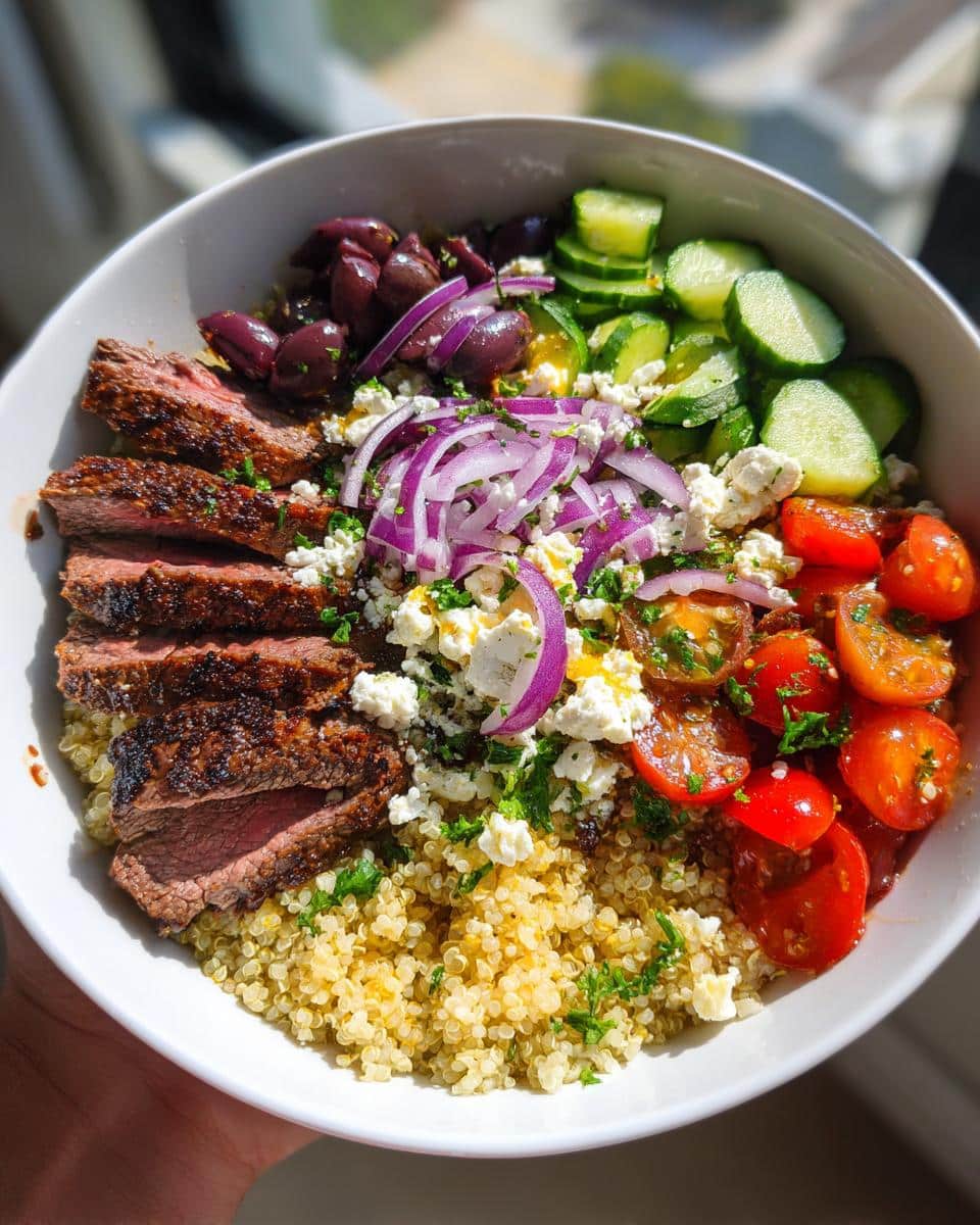healthy Mediterranean steak bowl