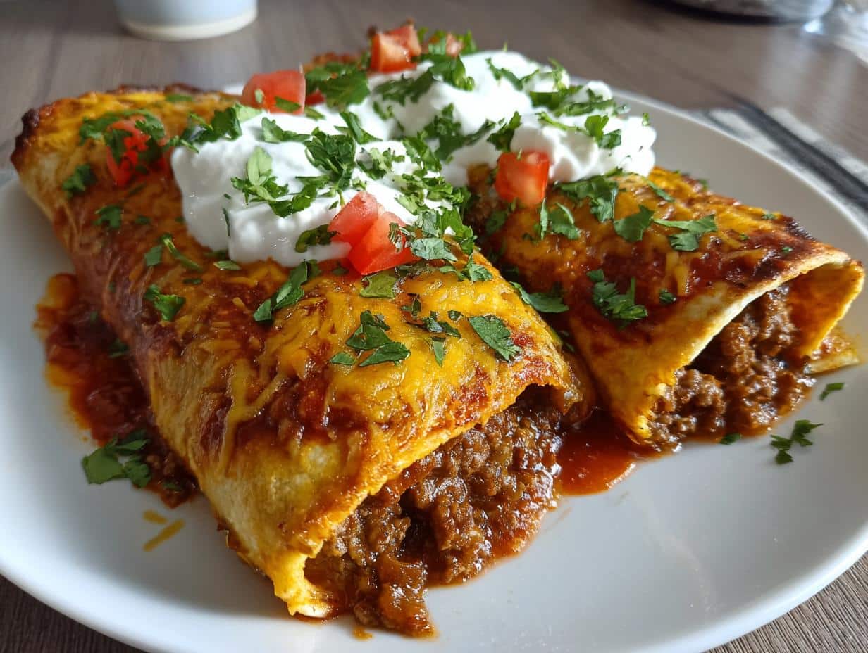 35-Min One Pan Cheesy Ground Beef Enchiladas - Irresistible! 5 one pan Cheesy Ground Beef Enchiladas - detail 1
