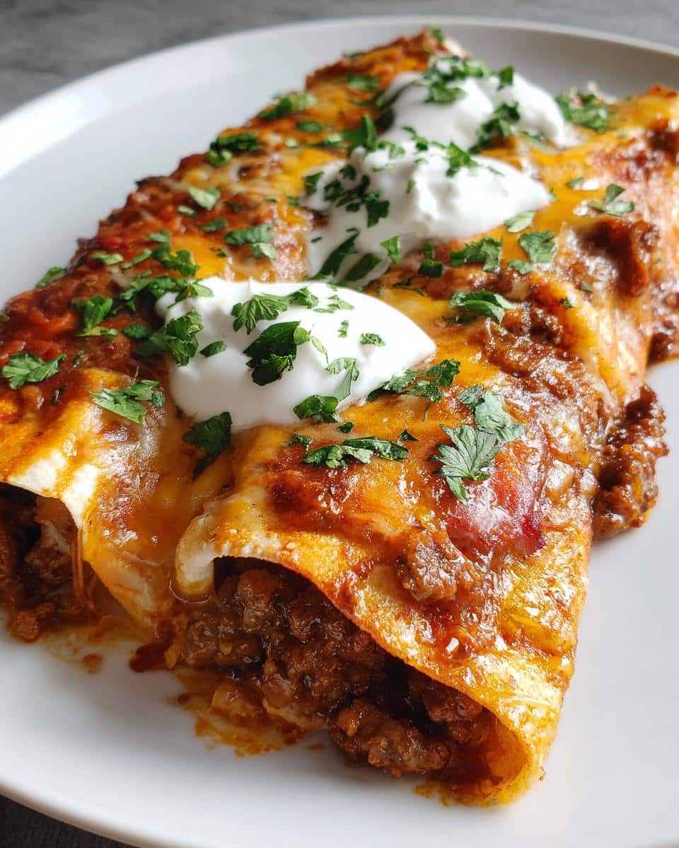 35-Min One Pan Cheesy Ground Beef Enchiladas - Irresistible! 6 one pan Cheesy Ground Beef Enchiladas - detail 2