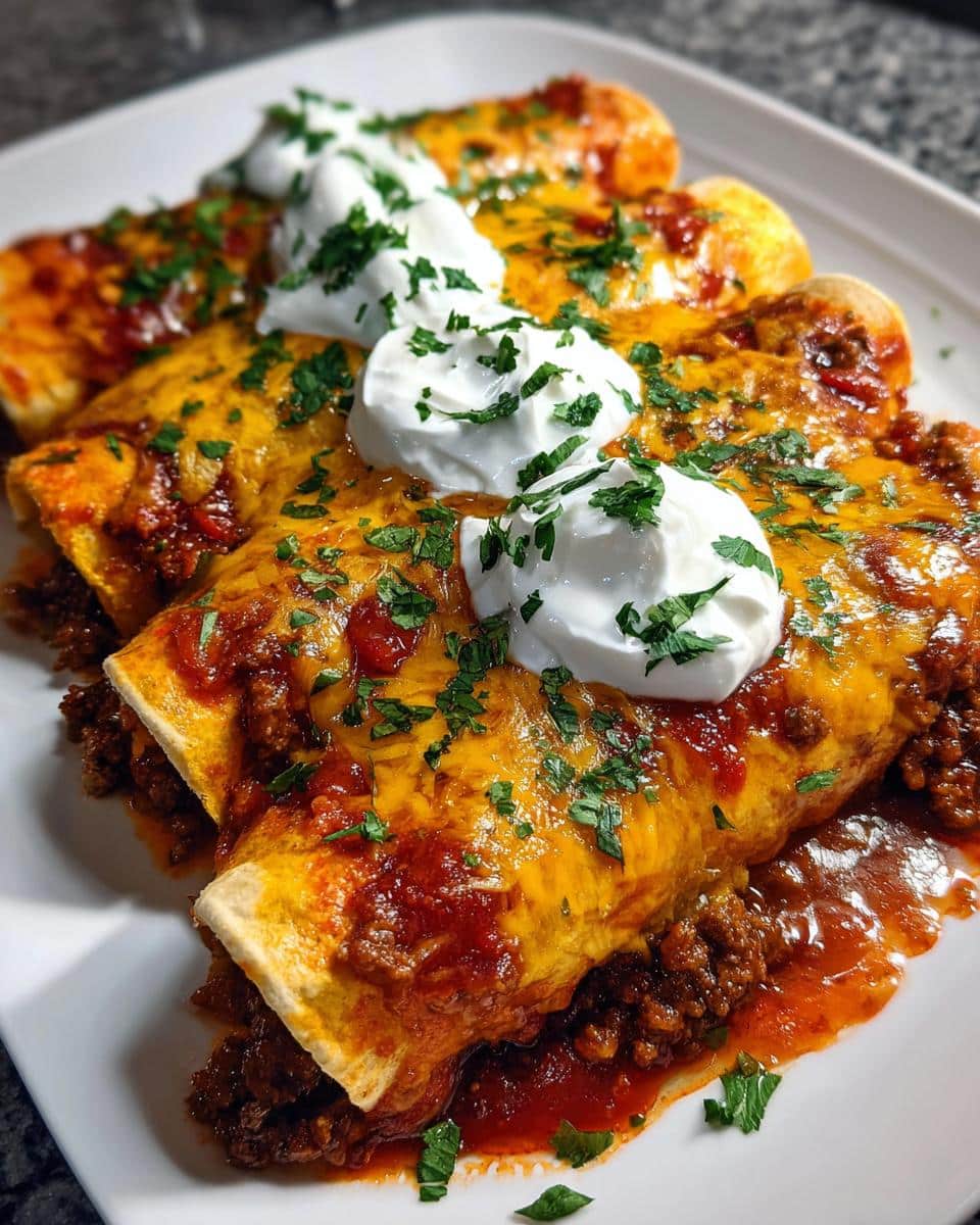 one pan Cheesy Ground Beef Enchiladas