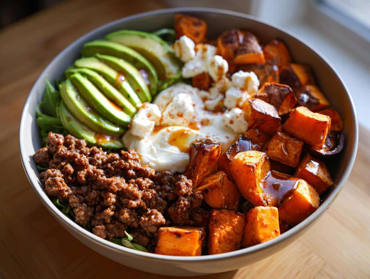 viral TikTok ground beef hot honey bowl