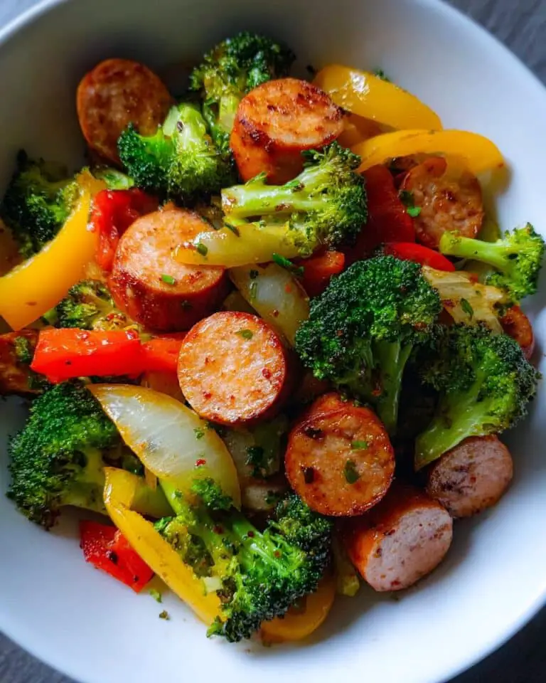 10 Minute Air Fryer Chicken Sausage and Veggies