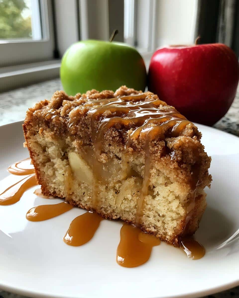 Apple Crumb Cake – Topped with Cinnamon Apple Drizzle