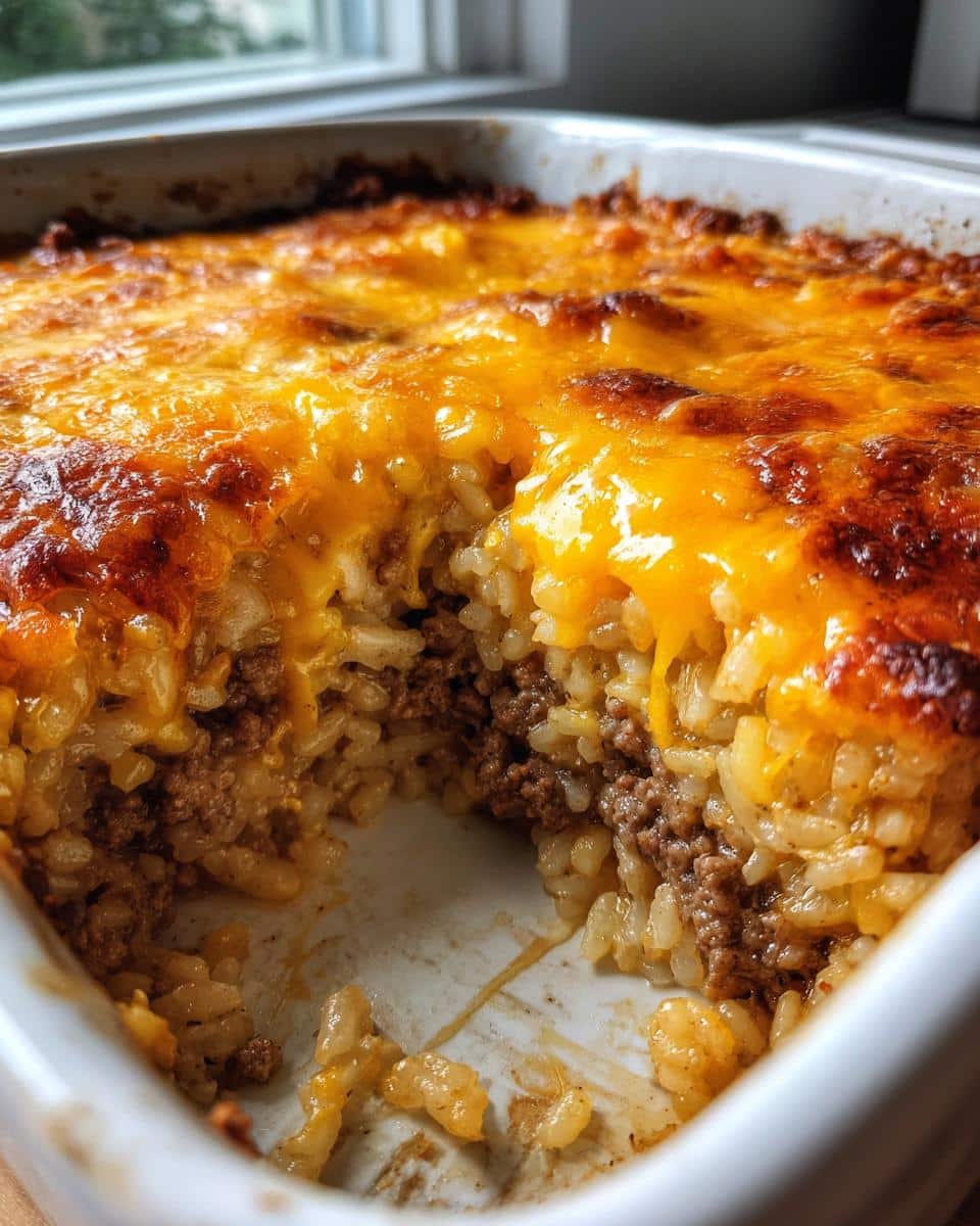 Cheesy Hamburger Rice Casserole