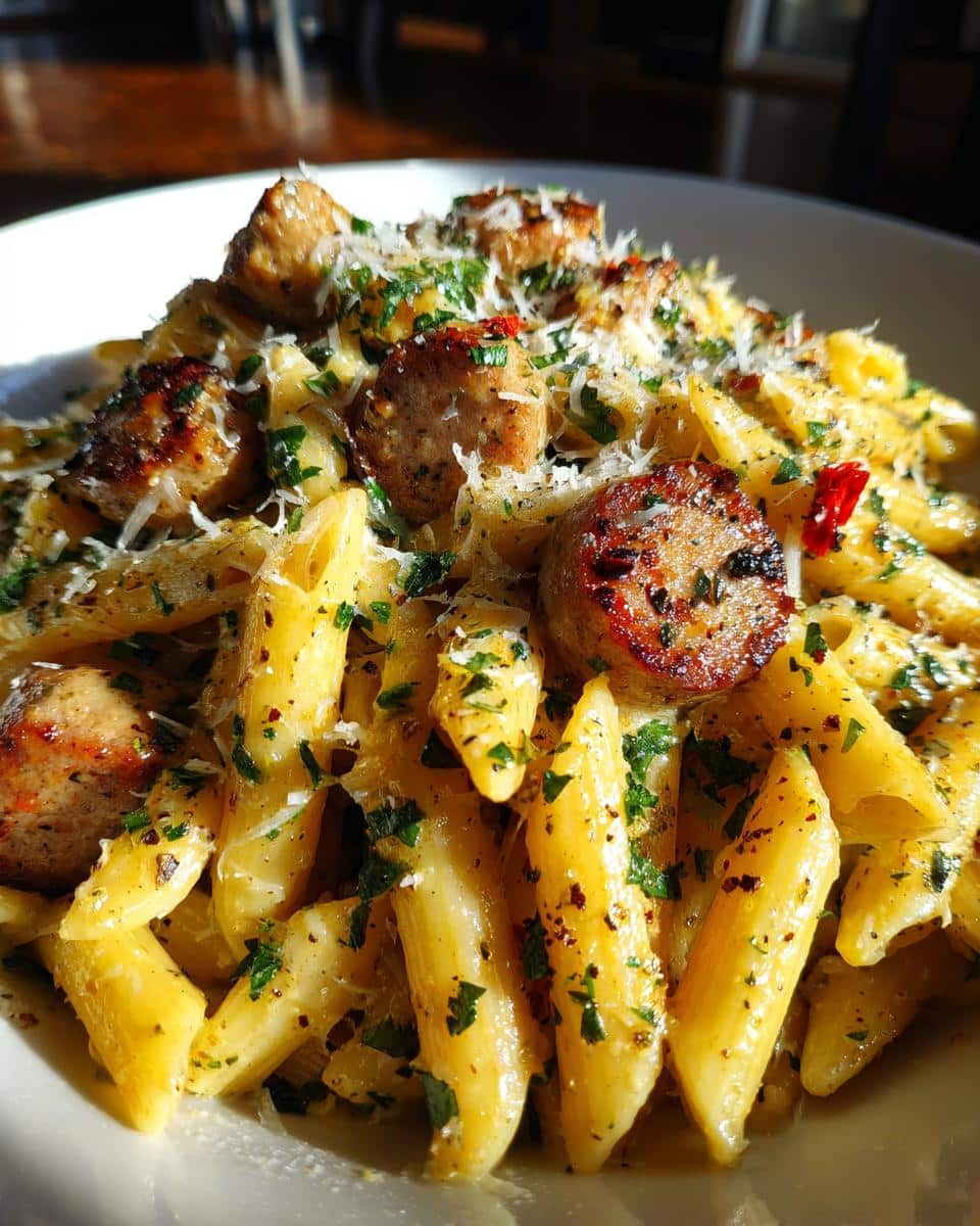 Creamy Chicken Sausage Pasta with Garlic and Parmesan - detail 1