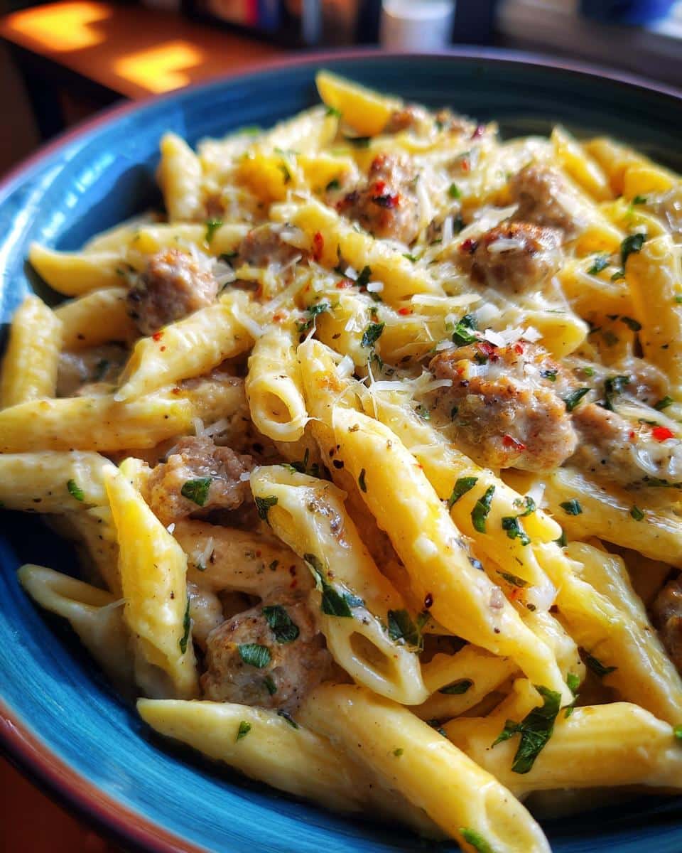 Creamy Chicken Sausage Pasta with Garlic and Parmesan - detail 2