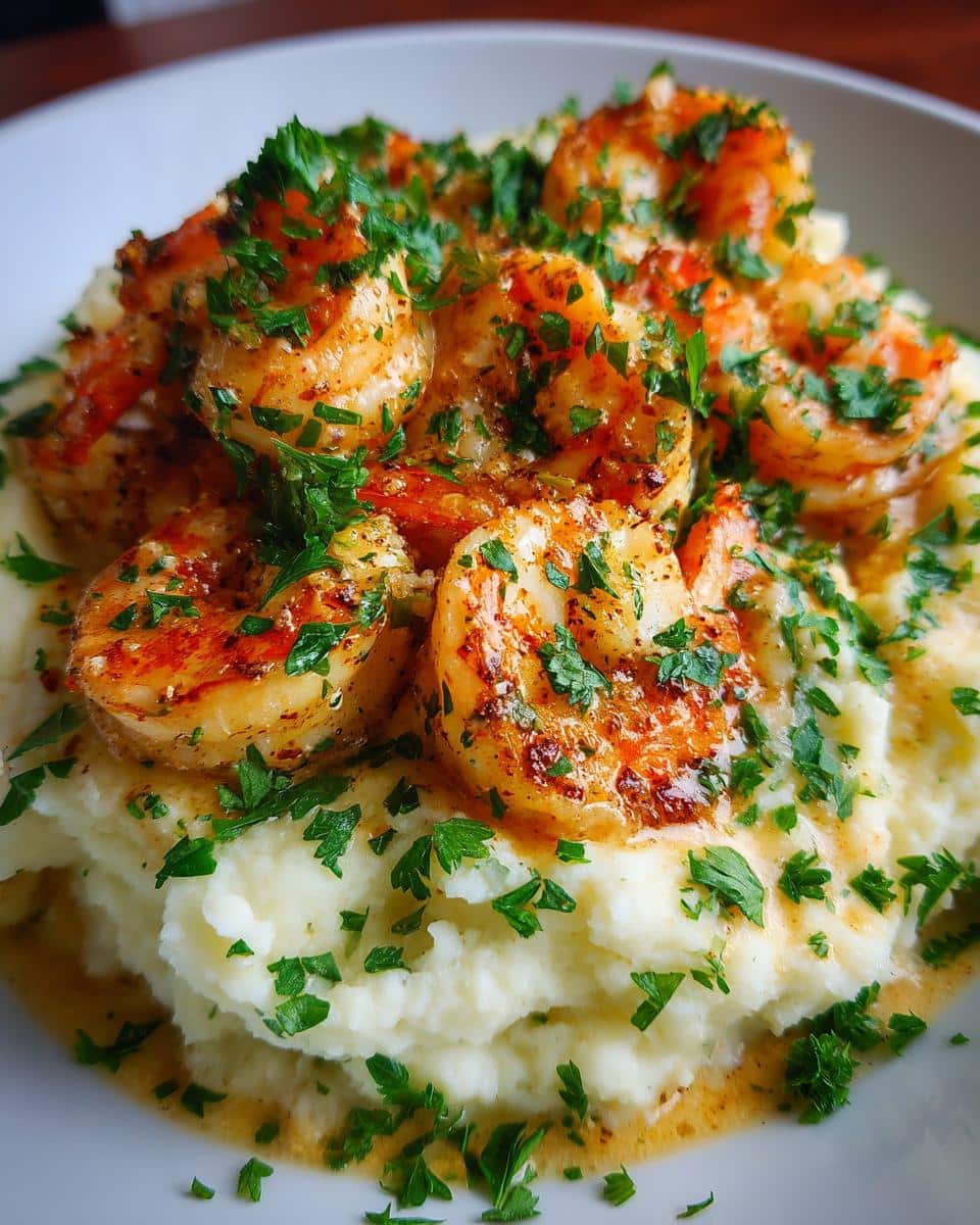 Creamy Garlic Shrimp Over Mashed Potatoes - detail 2