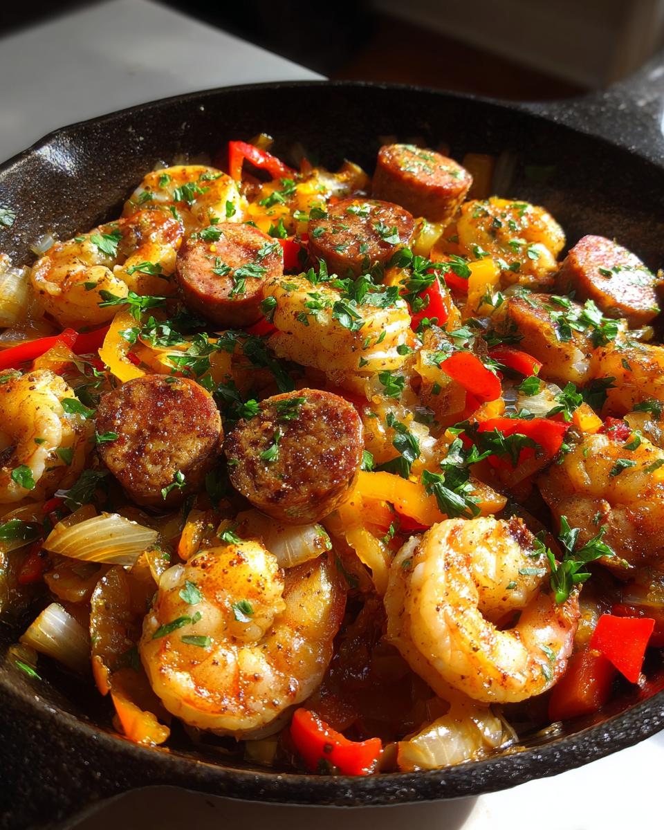 Easy Keto Shrimp and Sausage Skillet - detail 2