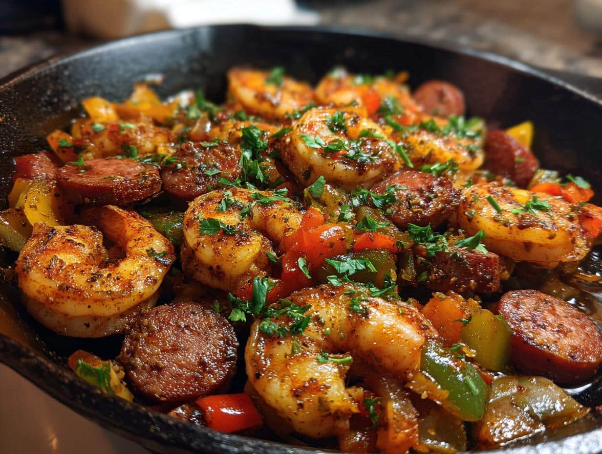 Easy Keto Shrimp and Sausage Skillet