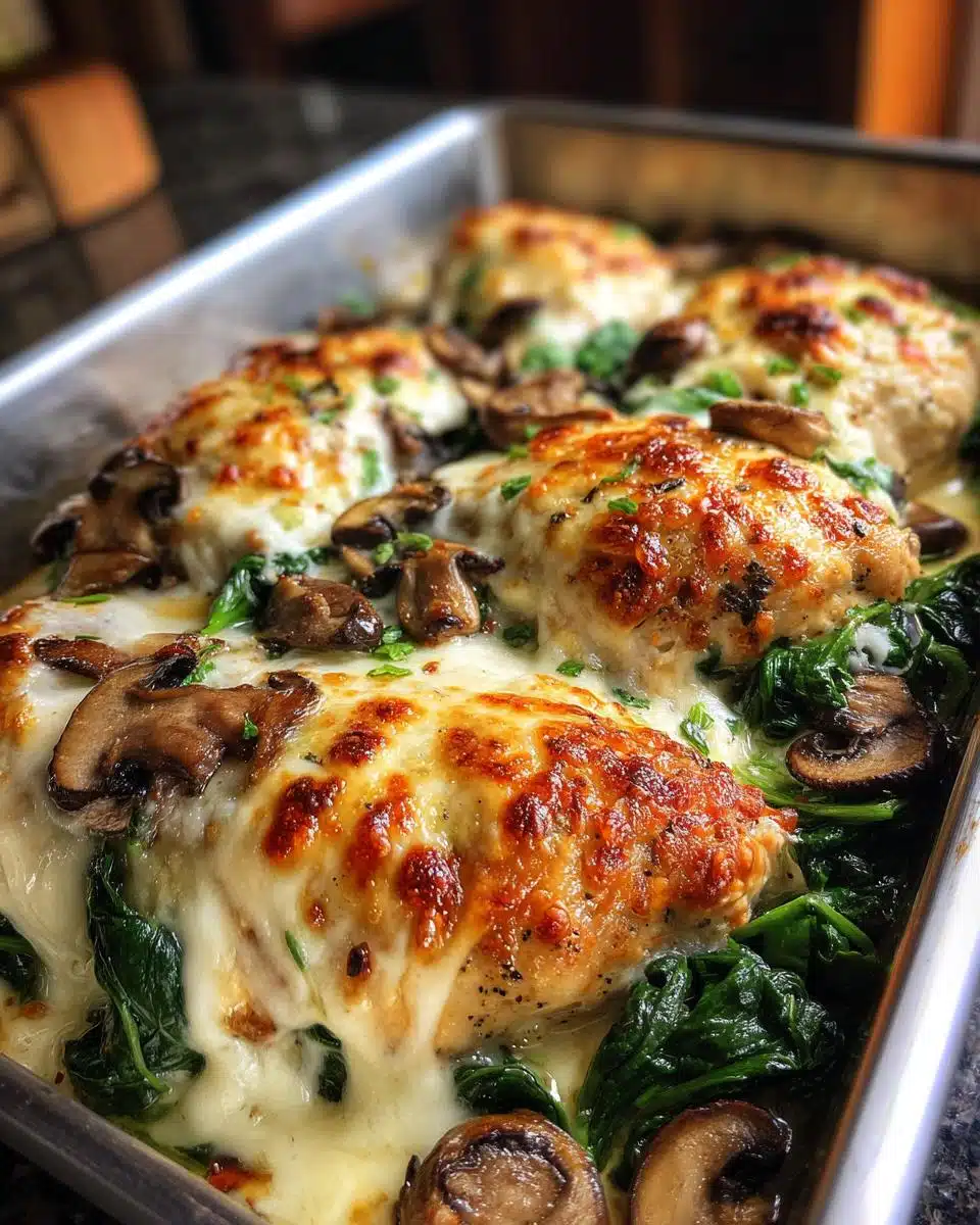 Easy Low-Carb Chicken Spinach Mushroom Bake - detail 2
