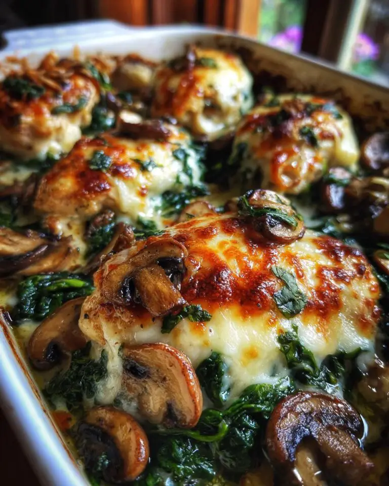 Easy Low-Carb Chicken Spinach Mushroom Bake