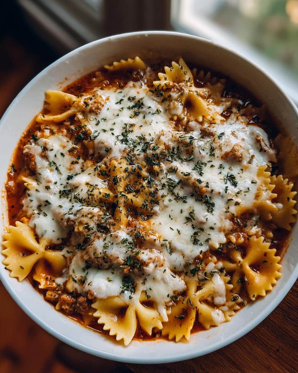 Homemade Lasagna Soup With Bow Tie Pasta - detail 2