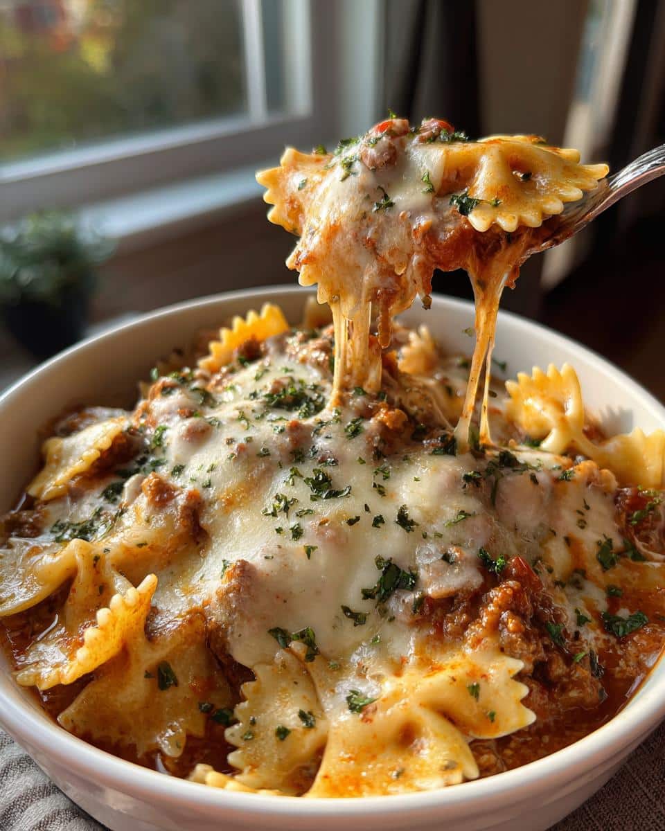 Homemade Lasagna Soup With Bow Tie Pasta