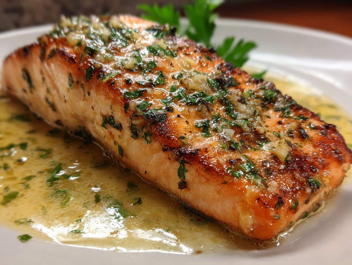 Salmon with Garlic Lemon Butter Sauce Recipe - detail 3