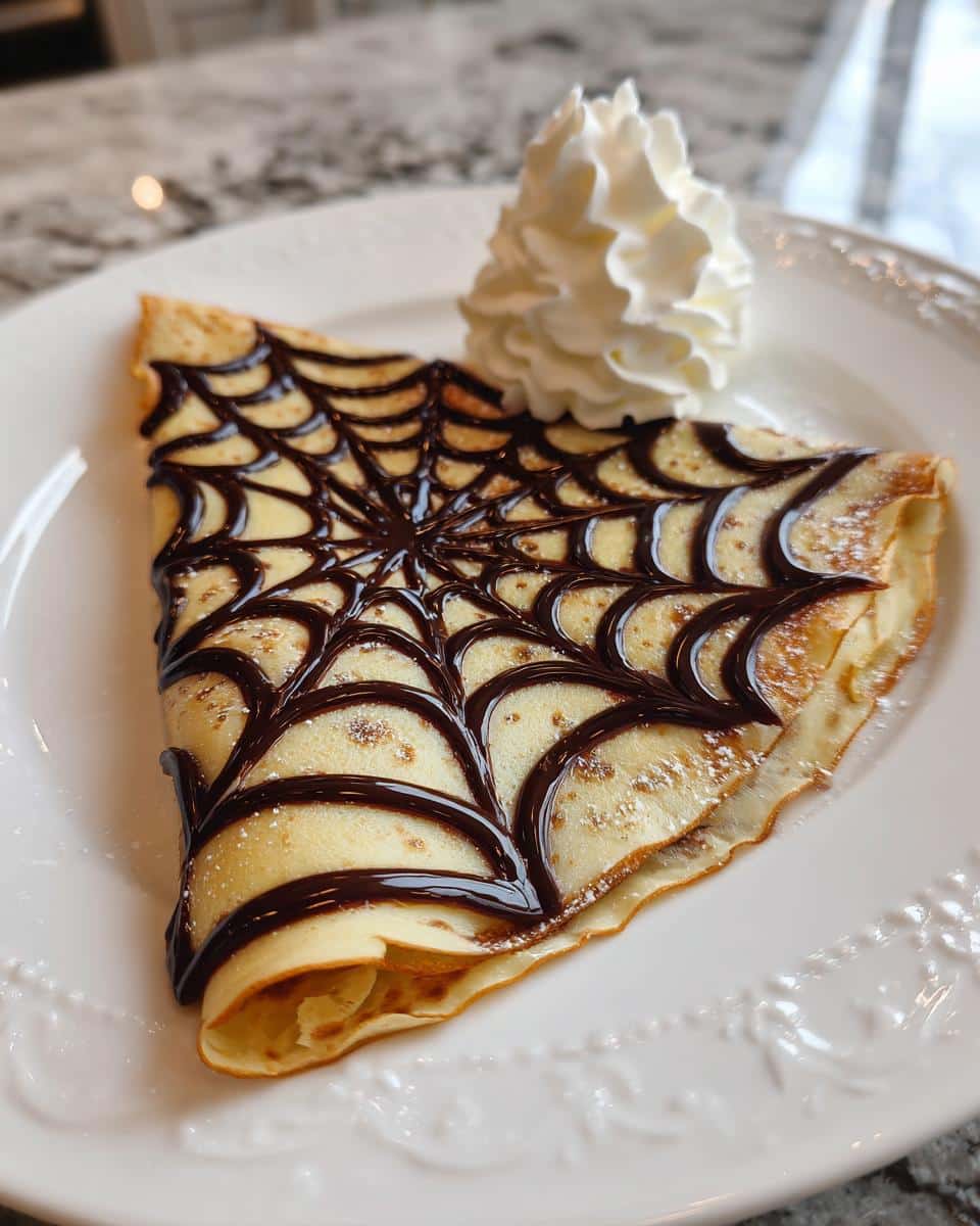 Spiderweb Crepes: Spooky & Delicious halloween breakfast - detail 2