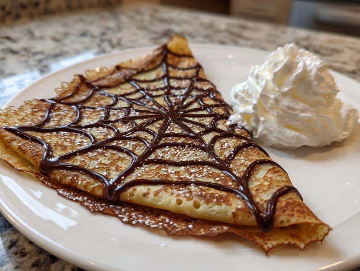 Spiderweb Crepes: Spooky & Delicious halloween breakfast - detail 3
