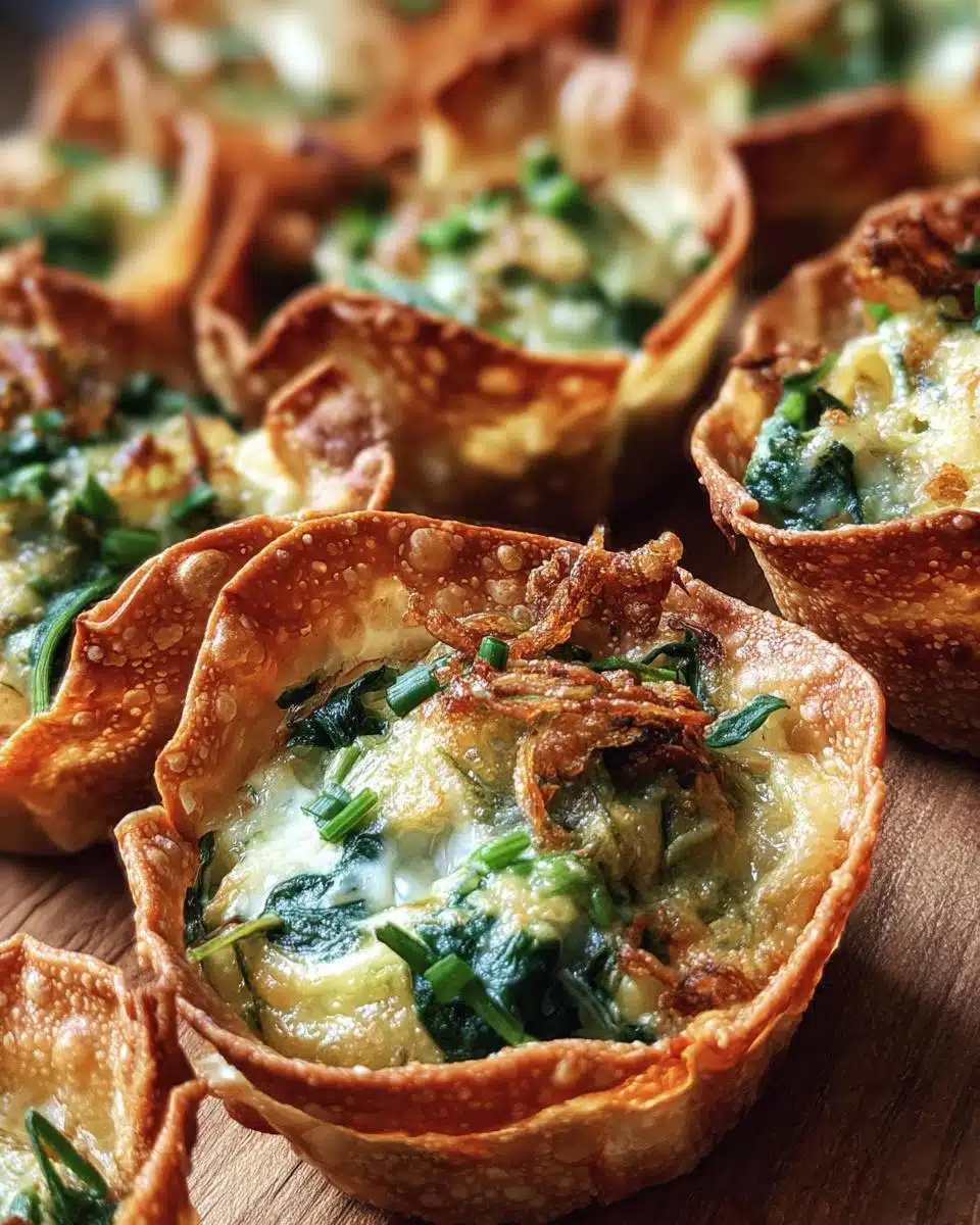 Spinach & artichoke wonton cups - detail 1