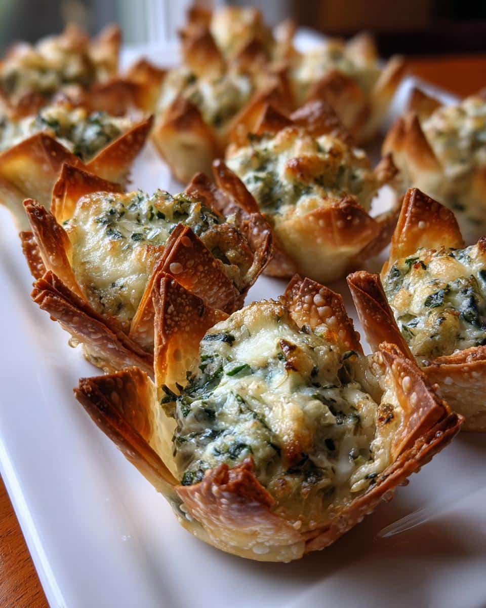 Spinach & artichoke wonton cups - detail 2