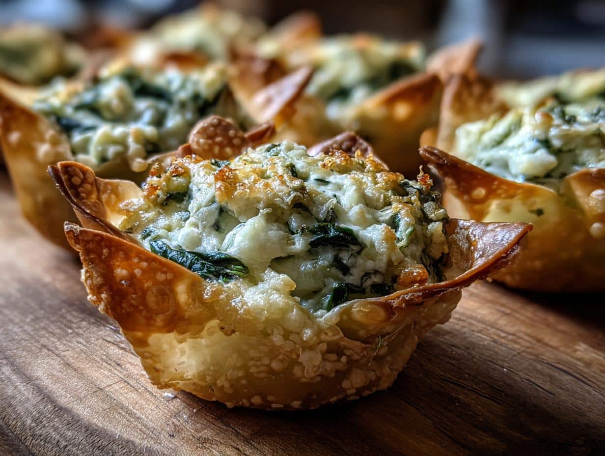 Spinach & artichoke wonton cups - detail 3