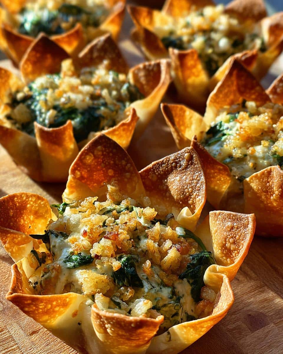 Spinach & artichoke wonton cups