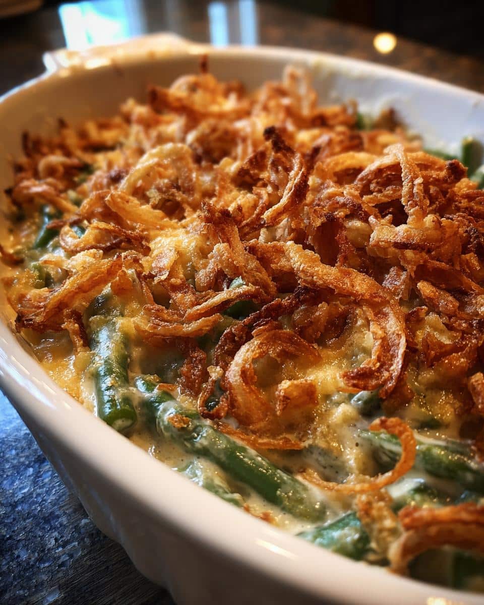 classic Campbells Green Bean Casserole for Thanksgiving dinner - detail 1