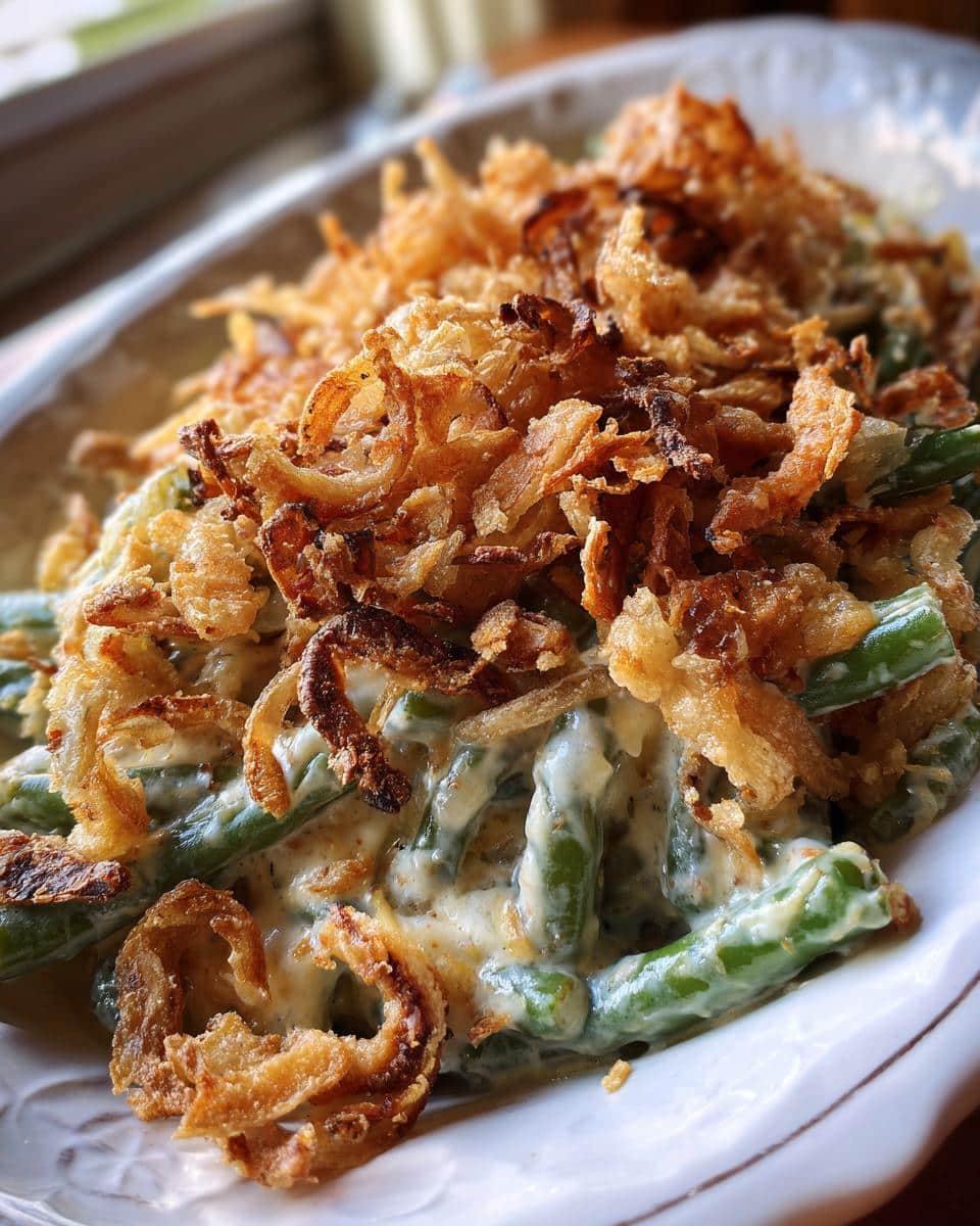 classic Campbells Green Bean Casserole for Thanksgiving dinner - detail 2